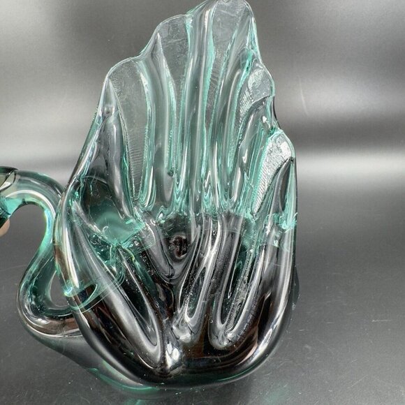 Hand Blown Emerald Green Glass Duck Bird Swan Hand Made Glass Figure Paperweight - Picture 5 of 16